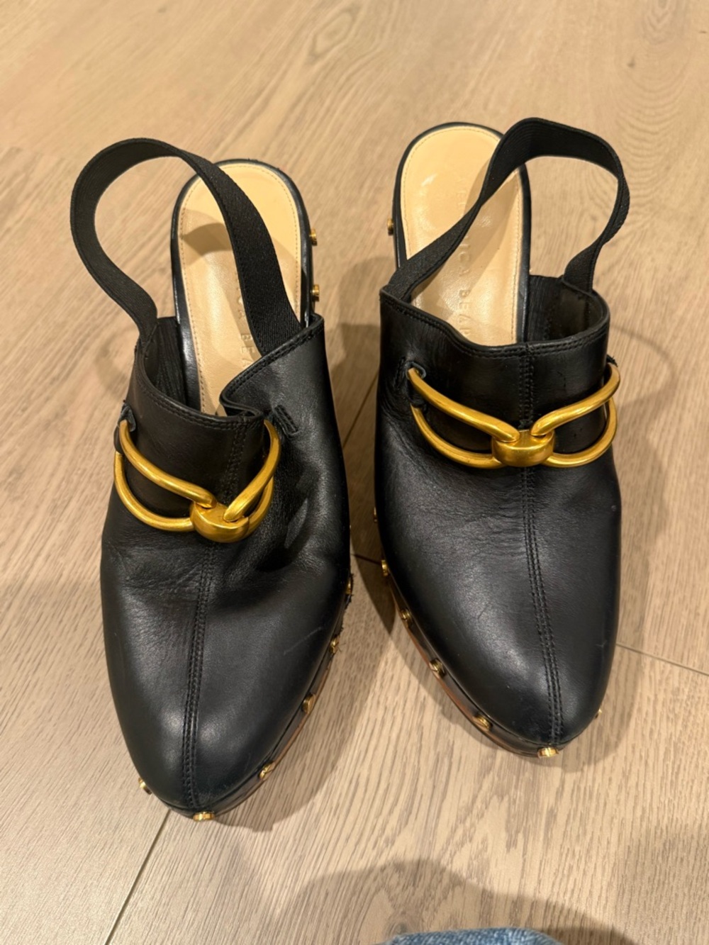 Veronica Beard Womens Black Leather Giles Clogs Heels Studded US 7.5 - Picture 8 of 8